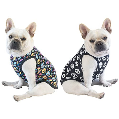 CuteBone Dog Shirts 2-Pack Soft Pet Clothes Breathable Summer Vest for Small Puppy and Stretchy Cat Apparel - color: Skulls, size: Small