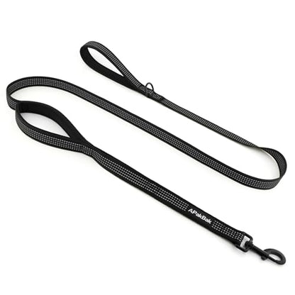 Double Handle Dog Leash 6 FT Reflective 2 Handle Traffic Lead with Padded Grip, Heavy Duty Nylon Leash for Walking Training, for Small Medium Large Dogs, Black - color: Black