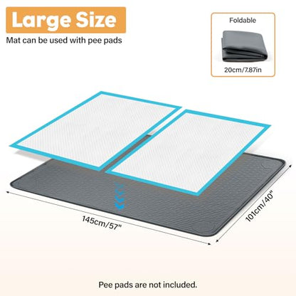 57" x40" Pee Pad Holder for Dogs Puppy Pad Holder Extra Large Silicone Pee Tray for Dog Training Floor Protection Raised Edge Dog Potty Tray, No Pee Pads(Dark Gray) - color: 57" X40"dark Gray
