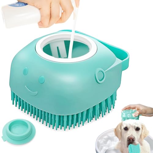 Gentle Pet Bath Brush with Shampoo Dispenser – Soft Silicone Dog & Cat Grooming Scrubber, Massage & Deep Clean for All Fur Types