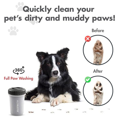 Dexas Lidded MudBuster Medium Dog Paw Cleaner, Light Gray, Fits 1.5"-2.5" Wide Paws, Gentle Silicone Bristles for Quick, Easy Cleaning - color: Light Gray, size: Medium with Lid
