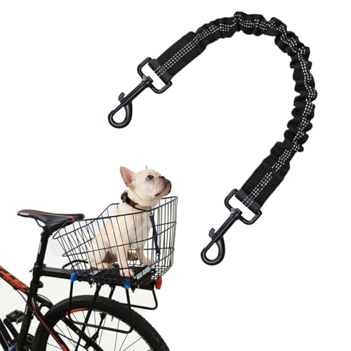 Dog Seat Belt for Bike Basket, Bike Leash, Retractable Bicycle Dog Seatbelt Seatbelt Extender for Bicycle Baskets, Racks or Pet Carriers (Black)