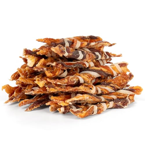 MON2SUN Dog Treats, Triple Flavor Jerky Twist Sticks, 4.5-5 Inch Chicken Duck and Codfish Sticks Chews for Small Dogs, Healthy Snacks, 10.58 oz (30 Count-Pack of 1) - size: 10.58 Ounce (Pack of 1), style: 4.5-5 Inch