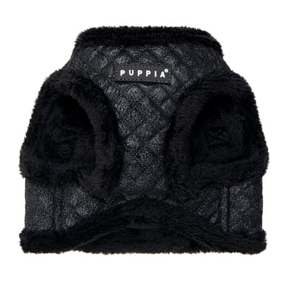 Puppia Douglas Vest Dog Harness Step-in Warm Winter Diamond Pattern for Small and Medium Dog, Black, Large - color: Black, size: Large