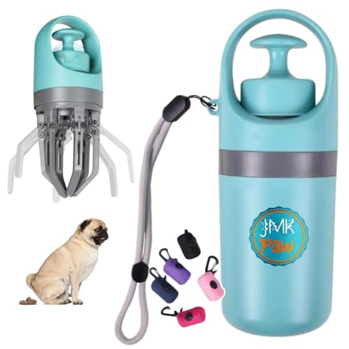 Pooper Scooper for Dog – Portable Dog Poop Holder with Waste Bag Pouch, Doggy Yard Trash Picker Upper, Small & Large Dogs Poop Scoop with Claw Pickup Tool, Travel Pet Accessories for Walking