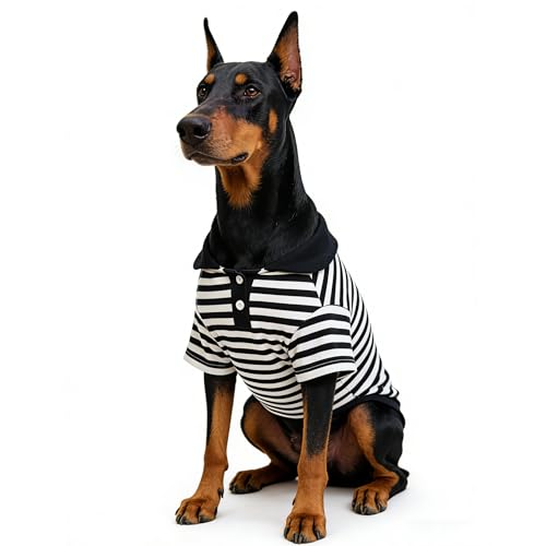 Cute Dog Clothes Striped Dog Polo Shirts Cute Sweater Puppy Clothes Gentle Sweater Pet Clothes for Small Medium Large Dogs Cats (Black Stripe, 3XL Size for 40-55lb Pets) - color: Black Stripe, size: 3XL size for 40-55lb pets