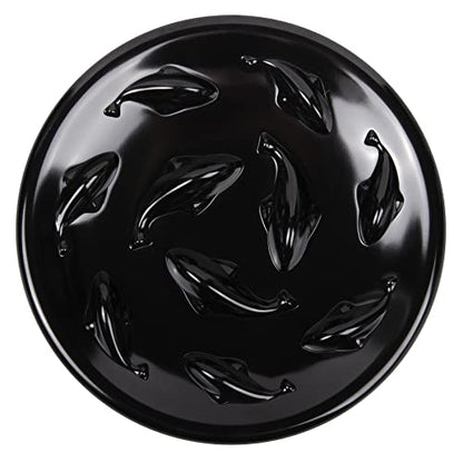 Slow Feeder Bowl for Cats and Small Dogs,Cilkus Fish Pool Design, Fun Interactive Bloat Stop Puzzle Feeder Bowl Healthy Eating Diet Made of Melamine Food Grade Material Dishwasher Safe (Black) - color: Black