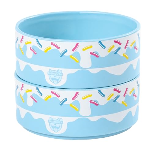 Cake Pet Bowl Set, Ceramic Food and Water Bowls, Non-Slip Spill-Resistant Design, for Cats and Dogs, Set of Two, Dishwasher Safe, Indoor Pet Feeding