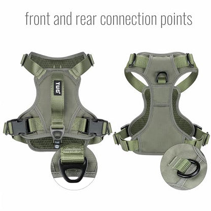 TUG Dog Harness with 2 Leash Connection Points | Adjustable, Padded, Lightweight | Handle on Back | No-Pull Front Clip (XL, Green) - color: Green - Basic Harness, size: XL