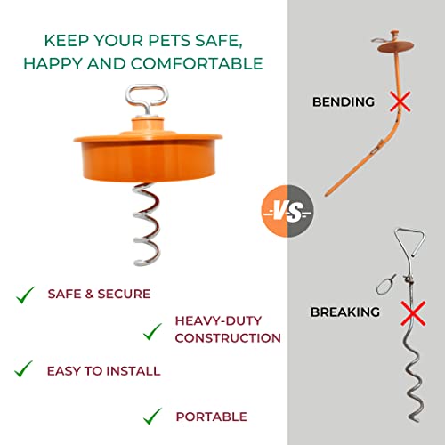 IntelliLeash Intelli-Stayk: Tailored for Soft Soils – Specialized Tie Out Stake for Dogs