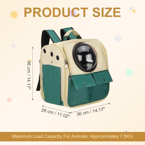 Pet Backpack Carrier, Portable and Ventilated, Oxford Cloth, Dogs Cats and Small Animals Travel Bag 12.99", (Khaki Green, 1 Pcs), Intended for Hiking/Camping/Traveling - color: Khaki Green