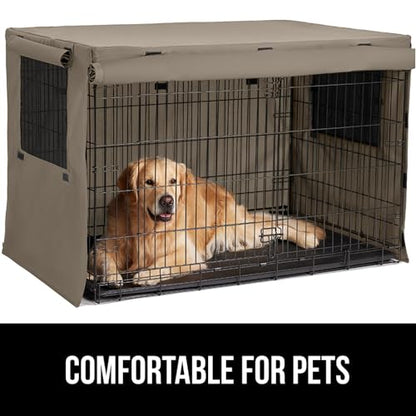 GORILLA GRIP Dog Crate Covers Compatible with Amazon Basics Dog Crates, All Sides Open, Privacy Cover Fits 36" Wire Kennel, Breathable Mesh Windows, Light Reducing Puppy Training Cage Topper, Taupe - color: Light Taupe, size: 36" X 23" X 25"