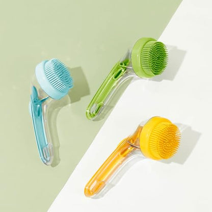 Pet Bathing Brush Soft Silicone Bristles Massager Shower Bathing Brush with Shampoo Dispenser Dogs Cats Grooming Tool Pet Shower Brushes for Dogs Soft Silicone Pet Shampoo Massage Dispenser Grooming - color: Blue