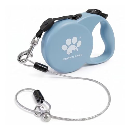 Chew Proof Retractable Dog Leash for Small Dogs up to 33lbs, 10ft Heavy Duty Dog Lead with Anti-Chewing Steel Wire Rope, Tangle-Free, One-Hand Brake & Lock, Blue S - color: Blue, size: Small