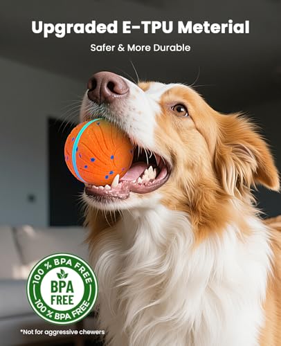 Xeuch Smart Interactive Dog Toy Balls, Automatic Moving Ball for Puppy, Medium and Large Dogs, ETPU Material, Motion Activated Rolling & Rotating Bouncy Toy for Dog Enrichment & Stimulation - color: Orange