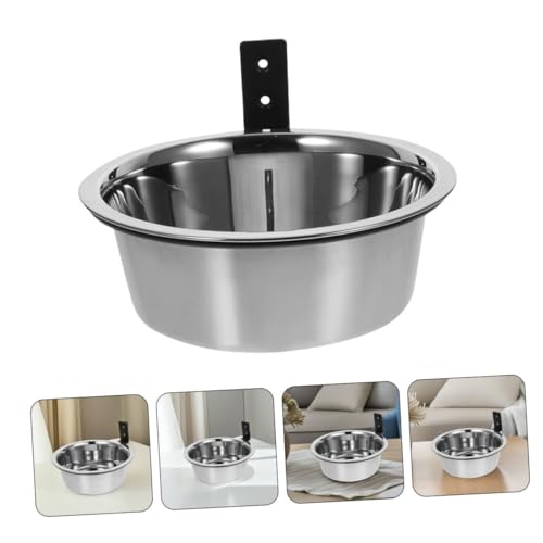 POPETPOP Wall Mounted Elevated Dog Bowl Set 2 Stainless Steel Hanging PET Feeding Stations for Dogs Adjustable Height Food and Water Bowls Easy Installation