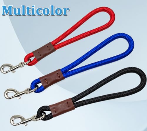 Short 12 Inch Dog Leash, 1/2" Nylon Rope Traffic Handle Lead | Strong Dog Tab Training Leash for Medium/Large/Ex-Large Dogs Outdoor Walking ( Black ) - color: Black