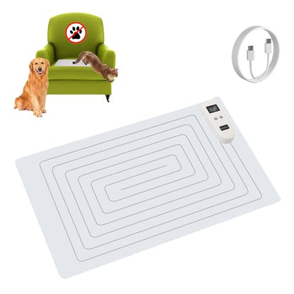 SEERWAY Scat 22"x14" Rectangular Pet Shock Mat Indoor - Safe Training Pads for Dogs & Cats, Electric Repellent Mat Keeps Pets Off Couch, Sofa, Counter Top, 3 Training Modes, Battery Operated