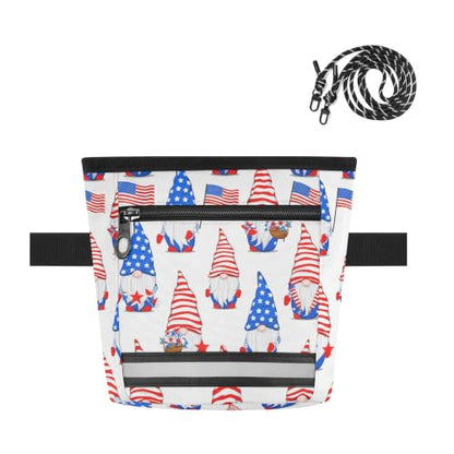 Independence Day Water-Resistant Dog Treat Pouch, 3 Ways to Wear Treat Bag with Magnetic Closure & Reflective Strip, Hands-Free for Pet Training, Walking