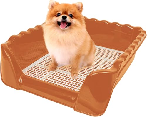 Lutema Indoor/Outdoor Training Dog Potty Tray for Small and Medium Puppies Litter Boxes in (Orange Brown) - color: Orange Brown