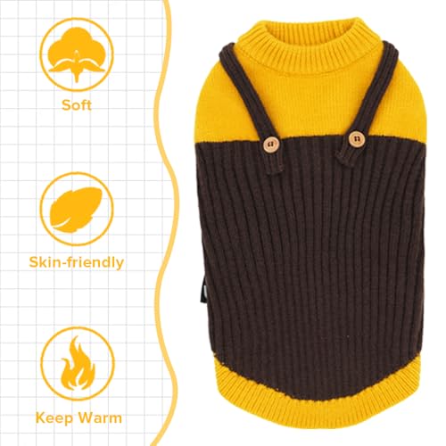 Dachshund Sweater for Fall Winter, 2-Leg Dog Knitwear with Suspender Design, Cozy Pullover Dog Clothes for Small & Medium Breeds (Size 2(6-11lbs)) - size: Size 2(6-11lbs)