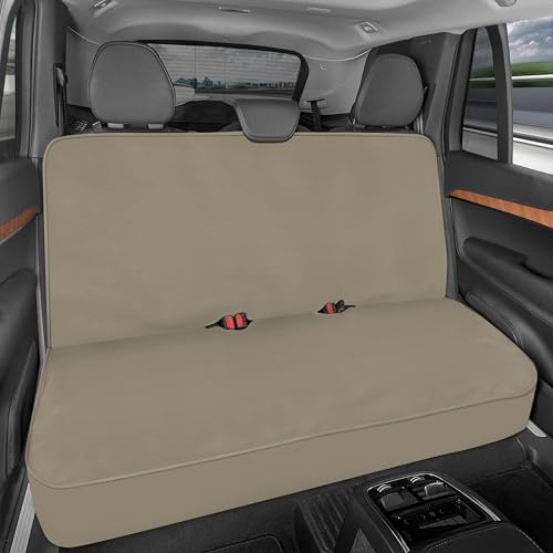 Motor Trend AquaShield Waterproof Rear Bench Seat Covers for Cars, SUV, & Trucks Rear Seat Cover Only - Beige Car Seats Cover for Back Bench - Durable Neoprene Spill Resistant for Kids & Dogs - color: Tan Beige