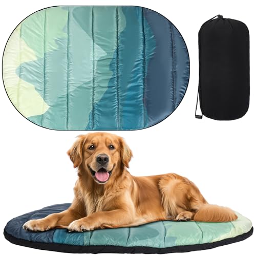 Suzile Outdoor Travel Dog Bed Waterproof Camping Dog Beds Washable and Portable Travel Pet Mat with Carry Bag for Large/Medium Pet Mattress for Crates & Kennels Camping Indoor, 38" x 27"