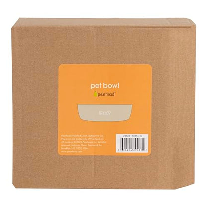 Pearhead Ceramic Dog Bowl – Neutral Taupe “Woof” Design, Holds 2.5 Cups, Non-Skid Stoneware Pet Feeding Dish, 20 oz, Medium - color: Taupe Woof Bowl, size: Medium
