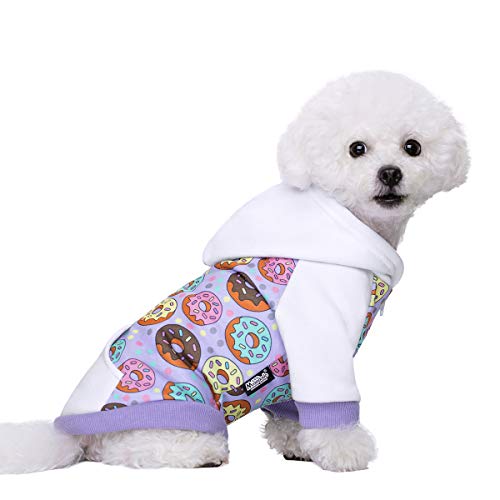 Purple Puppy Dog Hoodies for Small Medium Dogs, Christmas Hooded Sweatshirt with Pocket Pet Cat Hoody Clothes Sweaters Fleece Coat Dog Costume Winter - color: Purple Donut, size: Small