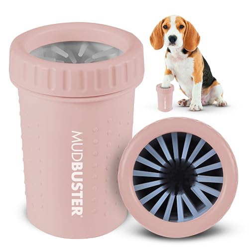 Dexas MudBuster Medium Dog Paw Cleaner, Blush, Fits 1.5"-2.5" Wide Paws, Gentle Silicone Bristles for Quick, Easy Cleaning - color: Blush, size: Medium without Lid