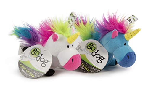 goDog (2 Count) Magical Creatures Unicorn Squeaky Plush Dog Toy, Chew Guard Technology - Blue/White, Small - size: Small, style: Unicorns, 2-Pack
