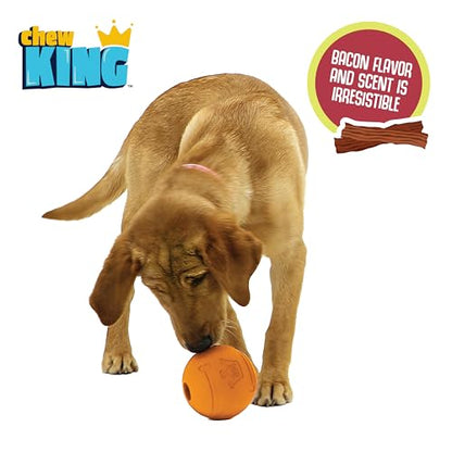 Chew King Flavored Rubber Ball Collection, 4 Inch Bacon Flavor Rubber Fetch Balls 2-Pk - color: C) 4" 2-Pack (Bacon)