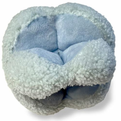 Glory To Dog Blue Snuffle 매듭 인터랙티브 강아지 장난감 10.2cm(4인치) 퍼즐 볼, 스퀴커 8개 및 주름 포함 - 강아지 및 소형견을 위한 간식 숨기기 강화 장난감 - 내구성 있는 플러시 감각 놀이 및 자극 - color: 블루.