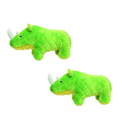 MIGHTY Tuffy 2 Pack Rhinoceros Dog Toys | Ultra Durable Plush Toy with Multiple Layers & Reinforced Seams , Washable and Floats , Mighty® Construction - color: 2PK Green Rhino