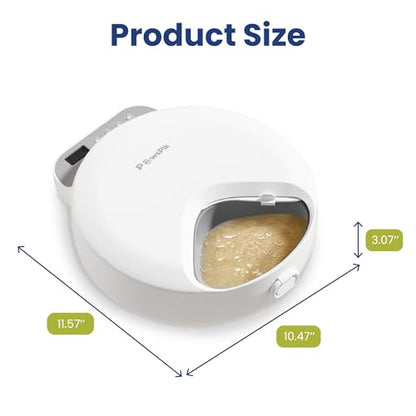 PawsPik Smart 4-Meal Automatic Pet Feeder – Programmable Timer for Wet & Dry Food, Cordless, with Ice Packs – Dog & Cat Feeder, White, 4-Cup Capacity
