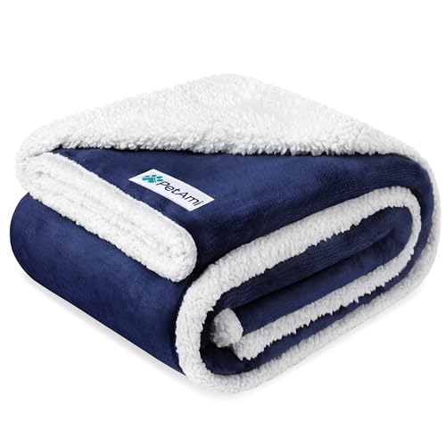 PetAmi Waterproof Dog Blanket for Couch, Pee Proof Sherpa Fleece Reversible Pet Throw, Furniture Protector for Bed Sofa Kennel, Soft Washable Cover for Small Medium Dog Puppy Cat, 29x40 Navy Blue - color: Blue, size: Medium 29 X 40 Inches