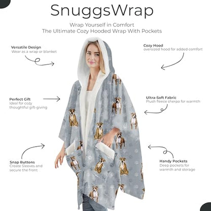 E&S Pets Sherpa Wearable Blanket Hoodie for Women – Soft Fleece Snuggs Wrap – 32 Dog & Cat Breeds – Warm Pet Lover Gifts - color: Pit Bull