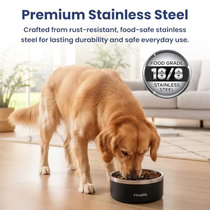 PawsPik 64oz 18/8 Stainless Steel Slow Feeder Dog Bowl, Double-Wall Non-Slip Metal Dog Bowl for Fast Eating Medium & Large Breeds, Detachable Slow Feeder Insert, Dishwasher Safe (Eclipse Shadow Black) - color: Eclipse Shadow Black