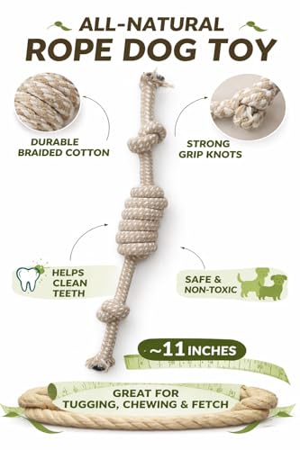 Durable Cotton Rope Dog Toy for Small Chewers, Tug of War Chew Toy with Knots, Teeth Cleaning Puppy Toy for Small -Extra Small Dogs, Bite Resistant Fetch Training Toy (Khaki) - color: Khaki