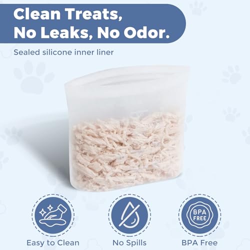 Dog Treat Pouch for Pet Training, One-Hand Magnetic Closure, Hands-Free Treat Bag with Silicone Liner, No Mess No Smell - color: Pink