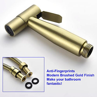 SHAMANDA Handheld Bidet Sprayer for Toilet, Stainless Steel Baby Cloth Diaper Sprayer Kit, Bathroom Toilet Bidet Attachment Set for Bathing Pets Feminine Hygiene, Brushed Gold BDS01-3 - color: Brushed Gold, style: Cold Water Mode Only