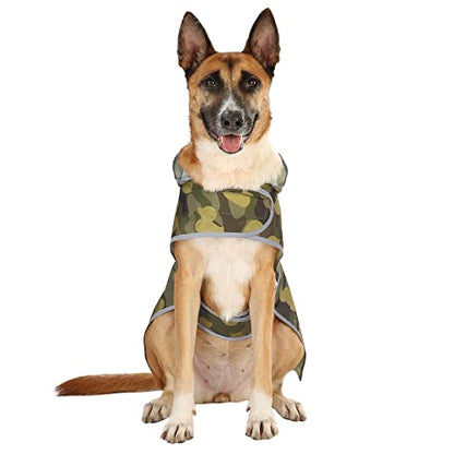 Dog Raincoat for Large Dogs Waterproof Jacket Hooded Rain Coats with Reflective Strips Leash Hole & Poncho Adjustable Fit (CamoDuck,XXL) - color: Camo Ducks, size: XX-Large