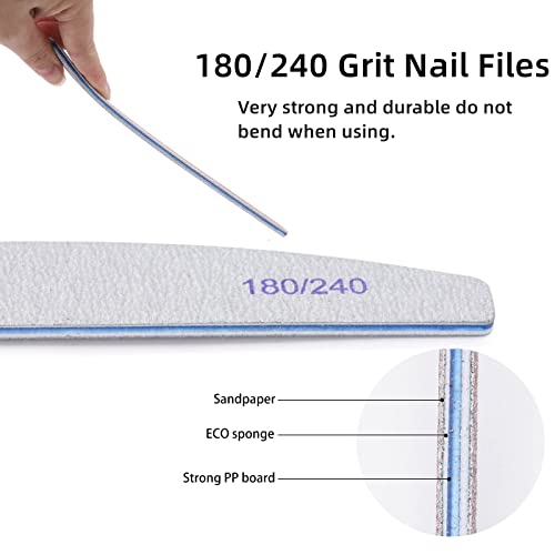 100 Pieces 180/240 Grit Nail Files for Natural Nails, Nail Buffers Double Sided Emery Boards - size: 100 Count(180/240 Grit)