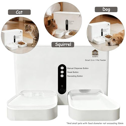 Automatic Pet Feeder and Water Dispenser 2-in-1 Set with WiFi, Proximity Sensor, Easy APP Operation, Real-time Video Monitoring for Cats and Dogs