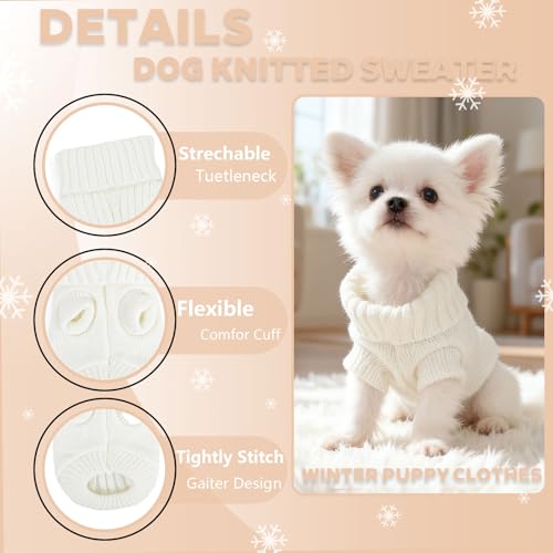 Chihuahua Clothes Dog Sweaters for Small Dogs Girl Fall Cute Winter Warm XXS Dog Clothes Thick Pet Puppy Outfit Extra Small Dog Sweater (XX-Small) - color: White, size: XX-Small