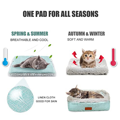 Self Warming Cat Bed, Foldable Self Heated Cat Mat Extra Warm Thermal Heating Pad 24 x 20 inch for Indoor Outdoor Cats, Non-Slip Bottom Washable Non Electric - color: Mint Green