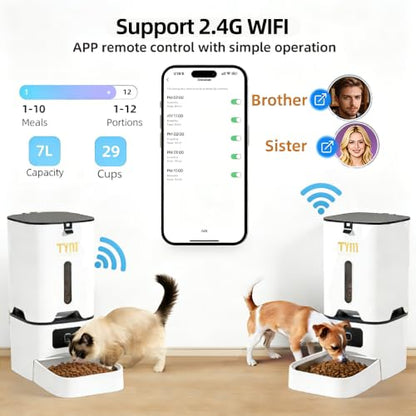Automatic Cat Feeder, 7L Food Dispenser with Smart APP Control, WiFi Timed Pet Feeder, Programmable Timer, Dual Power Supply, Detachable for Easy Cleaning, for Cats Small Pets - color: White-1b
