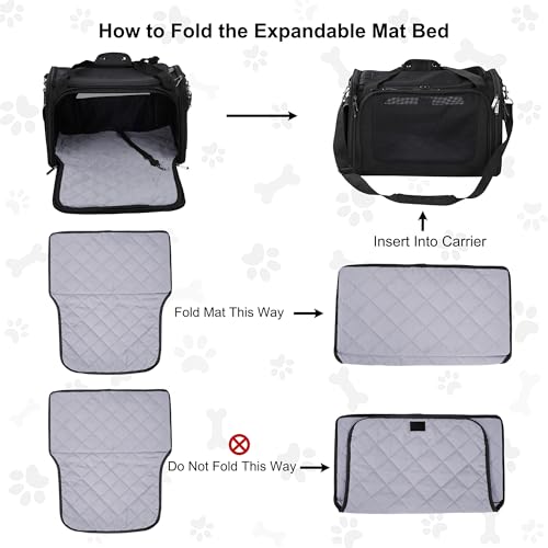 EliteField Deluxe Soft-Sided Pet Carrier (3 Year Warranty, Airline Approved), Travel Bag for Dogs, Cats & Small Pets, with Expandable Mat - color: Black, size: Medium: 18"L x 11"W x 11"H
