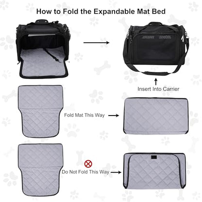 EliteField Deluxe Soft-Sided Pet Carrier (3 Year Warranty, Airline Approved), Travel Bag for Dogs, Cats & Small Pets, with Expandable Mat - color: Black, size: Large: 20"L x 12"W x 12"H