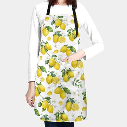 Sweetshow Cute Dog Apron with 2 Pockets and Adjustable Neck Waterproof Kitchen Cooking Dog Grooming Aprons for Women Men - color: Yellow Lemon